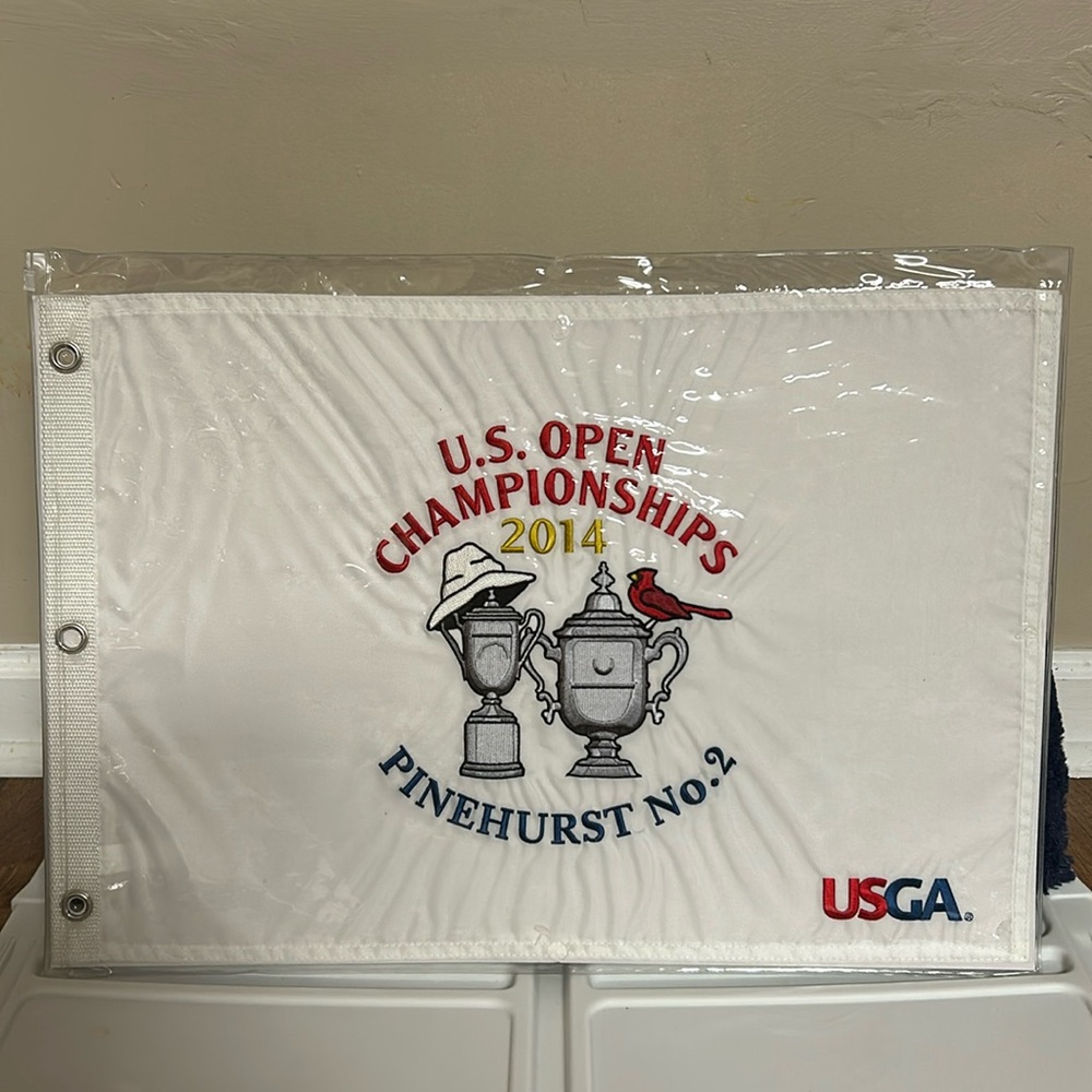 2014 U.S. Open Pinehurst #2 White Embroidered Golf Pin Flag Martin Kaymer Champ